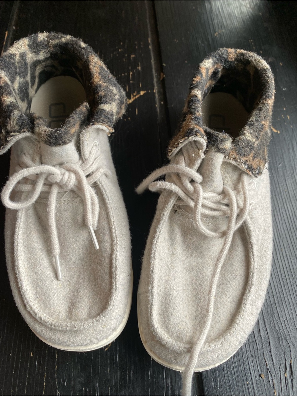 Hey Dude Cream Wool Ankle Boots with Patterned Cuff